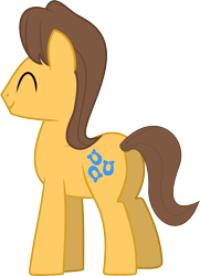 Size: 4178x5774 | Tagged: safe, artist:wissle, imported from derpibooru, caramel, earth pony, pony, absurd resolution, eyes closed, happy, male, rear view, simple background, smiling, solo, stallion, three quarter view, transparent background, vector