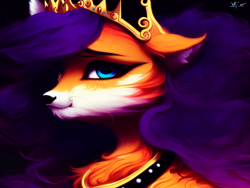 Size: 2048x1536 | Tagged: safe, imported from derpibooru, prompter:darbarri, princess luna, fox, hybrid, ai content, ai generated, bust, fur, generator:stable diffusion, jewelry, portrait