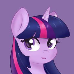Size: 1024x1024 | Tagged: safe, artist:sparkfler85, imported from derpibooru, part of a set, twilight sparkle, pony, unicorn, ai assisted, ai content, bust, cute, female, generator:thisponydoesnotexist, portrait, redraw, simple background, solo