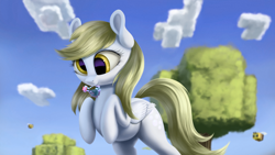Size: 4000x2250 | Tagged: safe, artist:flusanix, imported from derpibooru, derpy hooves, pegasus, pony, crossover, female, minecraft, solo