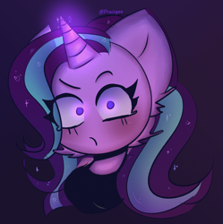 Size: 3324x3340 | Tagged: safe, artist:preisgae, imported from derpibooru, starlight glimmer, anthro, unicorn, female, glowing, glowing horn, horn, pinpoint eyes, solo