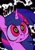 Size: 736x1039 | Tagged: safe, artist:opossum-stuff, imported from derpibooru, twilight sparkle, pony, unicorn, bags under eyes, better source needed, black background, female, hypnosis, hypnotized, mare, nervous sweat, pink eyes, simple background, solo, sweat