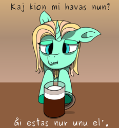 Size: 1855x2000 | Tagged: safe, artist:timcryt, imported from derpibooru, oc, oc only, pony, unicorn, alcohol, beer, esperanto, male, sad, solo, translated in the comments