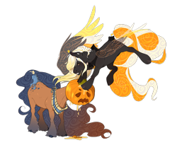Size: 2200x1800 | Tagged: safe, artist:shady-bush, imported from derpibooru, oc, oc only, original species, pony, scented pony, artificial wings, augmented, halloween, holiday, jack-o-lantern, magic, magic wings, pumpkin, simple background, transparent background, wings