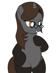 Size: 3129x4064 | Tagged: safe, artist:mrvector, imported from derpibooru, oc, oc:sonata, pony, unicorn, absurd resolution, bipedal, clothes, female, glasses, mare, simple background, smiling, socks, solo, transparent background, turnabout storm, vector