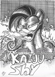 Size: 1024x1430 | Tagged: safe, artist:iyzeekiil, imported from derpibooru, fluttershy, macro, monochrome