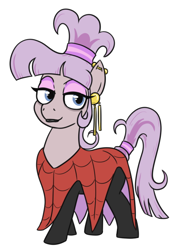 Size: 456x626 | Tagged: safe, artist:jargon scott, imported from derpibooru, oc, oc only, oc:nada phase, earth pony, pony, beetlejuice, clothes, costume, dress, ear piercing, earring, female, halloween, halloween costume, jewelry, lidded eyes, looking away, lydia deetz, mare, piercing, simple background, solo, white background