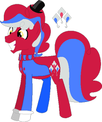 Size: 396x474 | Tagged: safe, artist:selenaede, artist:victorfazbear, imported from derpibooru, earth pony, pony, base used, beppi the clown, clothes, clown, clown pony, collar, crossover, cuphead, cutie mark, gloves, hat, ponified, simple background, smiling, top hat, transparent background