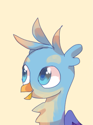 Size: 607x818 | Tagged: safe, imported from derpibooru, gallus, griffon, bust, male, portrait, simple background, solo