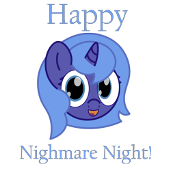 Size: 2000x2000 | Tagged: safe, artist:theunidentifiedchangeling, imported from derpibooru, princess luna, alicorn, bust, cute, digital art, female, filly, horn, mlp fim's twelfth anniversary, nightmare night, open mouth, portrait, simple background, solo, transparent background, woona, younger