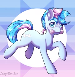 Size: 1837x1900 | Tagged: safe, artist:_ladybanshee_, imported from derpibooru, oc, oc only, oc:blue chewings, earth pony, pony, abstract background, running, solo