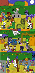 Size: 1282x2642 | Tagged: safe, artist:ask-luciavampire, imported from derpibooru, oc, alicorn, earth pony, pegasus, pony, undead, unicorn, vampire, clothes, costume, halloween, halloween 2022, halloween costume, holiday, party