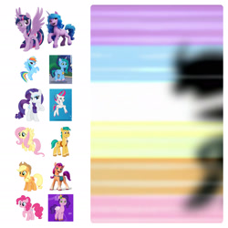 Size: 1920x1920 | Tagged: safe, edit, edited screencap, imported from derpibooru, screencap, applejack, cheese sandwich, fluttershy, hitch trailblazer, izzy moonbow, king sombra, pinkie pie, pipp petals, rainbow dash, rarity, sunny starscout, twilight sparkle, zipp storm, alicorn, earth pony, pegasus, pony, unicorn, the beginning of the end, spoiler:g5, spoiler:my little pony: tell your tale, spoiler:tyts01e29, dragon dad, g4, g4 to g5, g5, generation leap, headcanon, mane five (g5), mane six, my little pony: tell your tale, rainbow power, simple background, theory, twilight sparkle (alicorn), white background