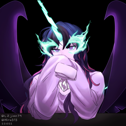 Size: 1400x1394 | Tagged: safe, artist:hiru3152, artist:lzjian79, imported from derpibooru, part of a set, sci-twi, twilight sparkle, equestria girls, clothes, cropped, female, long sleeves, midnight sparkle, solo