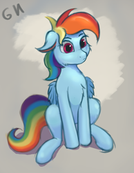 Size: 710x916 | Tagged: safe, artist:foxpit, imported from derpibooru, rainbow dash, pegasus, female, floppy ears, solo