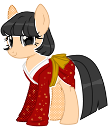 Size: 1581x1816 | Tagged: safe, artist:kellysweet1, derpibooru exclusive, imported from derpibooru, oc, oc only, oc:hanako, earth pony, pony, belt, clothes, female, kimono (clothing), mare, older, simple background, solo, transparent background