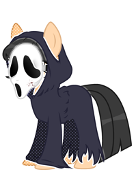 Size: 1601x2016 | Tagged: safe, artist:kellysweet1, derpibooru exclusive, imported from derpibooru, oc, oc only, oc:hanako, earth pony, pony, belt, clothes, cosplay, costume, female, ghostface, halloween, halloween costume, mare, mask, older, robe, scream (movie), simple background, solo, transparent background