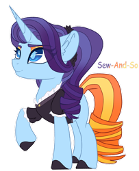 Size: 1280x1575 | Tagged: safe, artist:maximumpiracy, imported from derpibooru, oc, oc:sew-and-so, pony, unicorn, clothes, female, mare, simple background, solo, transparent background