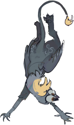 Size: 1080x1823 | Tagged: safe, artist:alumx, imported from derpibooru, derpy hooves, griffon, female, griffonized, simple background, solo, species swap, transparent background, upside down