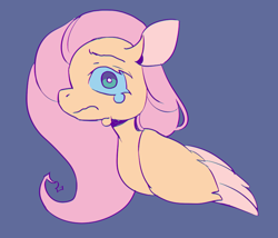 Size: 788x674 | Tagged: safe, artist:lykzoi, imported from derpibooru, fluttershy, pegasus, pony, blue eyes, bust, colored, crying, female, flat colors, g4, looking at you, mare, profile, solo