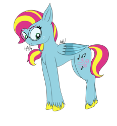 Size: 2213x2388 | Tagged: safe, artist:madtown97, imported from derpibooru, thistle whistle, pegasus, pony, freackles, g3, g3 to g5, g5, generation leap, glasses, my little pony: a new generation, ponytail, simple background, slim, solo, teenager, transparent background, whistle, whistling