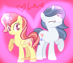 Size: 2300x1973 | Tagged: safe, imported from derpibooru, alicorn, pony, unicorn, base used, female, girlfriend, heart, male, marriage, one eye closed, shipping, wink