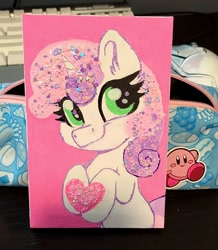 Size: 1816x2086 | Tagged: safe, artist:lbrcloud, imported from derpibooru, sweetie belle, pony, unicorn, female, filly, foal, g4, looking at you, mixed media, painting, smiling, smiling at you, solo, traditional art