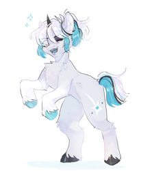 Size: 1877x2110 | Tagged: safe, artist:itssilver, imported from derpibooru, oc, oc only, oc:silver, pony, unicorn, cute, eye clipping through hair, eyebrows, eyebrows visible through hair, one eye closed, sketch, smiling, unshorn fetlocks, wink