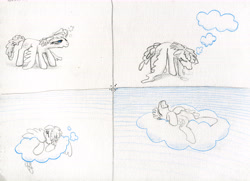 Size: 11929x8649 | Tagged: safe, artist:ja0822ck, imported from derpibooru, oc, pegasus, cloud, comic, lying down, lying on a cloud, on a cloud, on back, open mouth, sleeping, snoring, traditional art