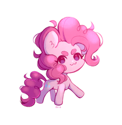 Size: 1508x1537 | Tagged: safe, artist:nniru, imported from derpibooru, pinkie pie, pony, chibi, simple background, solo, white background