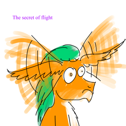 Size: 4000x4000 | Tagged: safe, artist:horsesplease, imported from derpibooru, hitch trailblazer, earth pony, pony, series:ask failblazer, big ears, doodle, flapping, g5, insanity, sad, sad hitch, solo, wing ears, wings