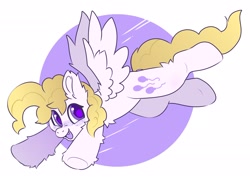 Size: 2048x1459 | Tagged: safe, artist:spookyfoxinc, imported from derpibooru, surprise, pegasus, pony, adoraprise, cute, cute little fangs, fangs, fluffy, flying, g1, open mouth, open smile, smiling, solo