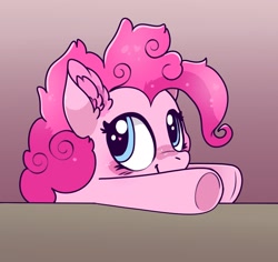 Size: 1673x1576 | Tagged: safe, artist:spookyfoxinc, imported from derpibooru, pinkie pie, earth pony, pony, season 5, big eyes, cute, fluffy, fluffy hair, heart, heart eyes, screenshot redraw, simple background, solo, wingding eyes