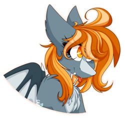 Size: 1240x1172 | Tagged: safe, artist:ezzerie, imported from derpibooru, oc, oc only, oc:snooze, bat pony, bust, digital art, heart, heart eyes, portrait, simple background, solo, white background, wingding eyes