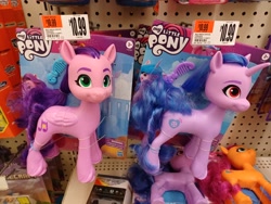 Size: 4000x3000 | Tagged: safe, imported from derpibooru, izzy moonbow, pipp petals, sunny starscout, earth pony, pegasus, pony, unicorn, comb, g5, hasbro, hasbro logo, irl, logo, merchandise, minecraft, photo, price tag, stop and shop, toy