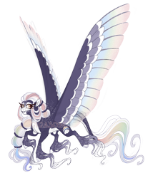 Size: 4100x4800 | Tagged: safe, artist:gigason, imported from derpibooru, oc, oc only, oc:rainbow cloud, pegasus, pony, absurd resolution, colored wings, female, mare, multicolored wings, obtrusive watermark, simple background, solo, transparent background, unshorn fetlocks, watermark, wings