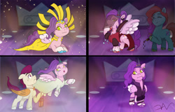 Size: 4143x2645 | Tagged: safe, artist:swasfews, imported from derpibooru, pipp petals, earth pony, pegasus, pony, clothes, costume, fake blood, female, g5, jazz hooves, male, mare, nightmare night costume, rocky riff, stallion