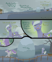 Size: 2000x2400 | Tagged: safe, artist:parallel black, imported from derpibooru, limestone pie, maud pie, earth pony, pony, series:maud monday, boulder (g4), butt, comic, dialogue, digital art, holder's boulder, limestone sense, plot, rock, rock farm, running