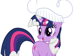 Size: 5739x4352 | Tagged: safe, edit, editor:anonymous, imported from twibooru, screencap, twilight sparkle, pony, unicorn, a health of information, chef's hat, cooking, cute, female, flour, hat, image, mare, png, simple background, smiling, transparent background, unicorn twilight, vector, wingless, wingless edit