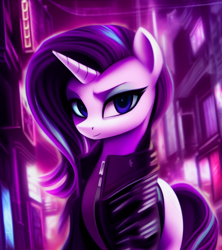 Size: 1024x1152 | Tagged: safe, imported from derpibooru, starlight glimmer, pony, unicorn, ai content, ai generated, clothes, female, generator:pony diffusion v1, generator:stable diffusion, jacket, leather, leather jacket, looking at you, mare, prompter:siber