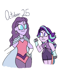 Size: 2500x2800 | Tagged: safe, artist:ktd1993, imported from derpibooru, starlight glimmer, oc, oc:violet sky vavoom, human, equestria girls, 25, glimmer (she-ra), namesake, pun, she-ra and the princesses of power, simple background, transparent background, visual pun