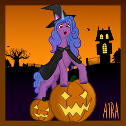 Size: 2346x2346 | Tagged: safe, artist:a1ra, imported from derpibooru, izzy moonbow, pony, unicorn, g5, halloween, holiday