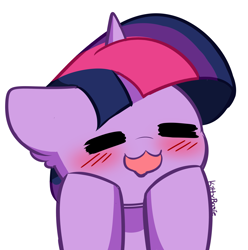Size: 2857x2884 | Tagged: safe, artist:kittyrosie, imported from derpibooru, twilight sparkle, pony, unicorn, :3, blushing, bust, cute, drool, eyes closed, female, mare, open mouth, signature, simple background, solo, twiabetes, white background