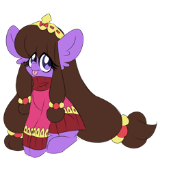 Size: 1280x1280 | Tagged: safe, artist:ladylullabystar, imported from derpibooru, oc, oc only, oc:plushie star, earth pony, pony, big ears, clothes, female, mare, simple background, solo, sweater, tongue out, transparent background