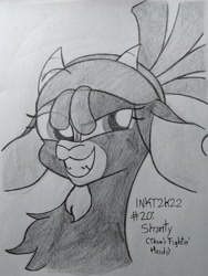 Size: 2086x2781 | Tagged: safe, artist:iceflower99, imported from derpibooru, shanty (tfh), goat, them's fightin' herds, community related, inktober, inktober 2022, monochrome, traditional art