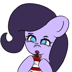 Size: 5000x5000 | Tagged: safe, artist:houndy, imported from derpibooru, oc, oc only, oc:jester quinn, bat pony, adorable face, bat pony oc, blood, blood bag, cute, drinking, long mane, simple background, snack, solo, white background