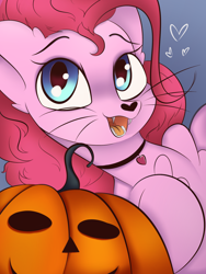 Size: 1536x2048 | Tagged: safe, artist:eventseem, imported from derpibooru, pinkie pie, earth pony, pony, female, floppy ears, halloween, holiday, mare, pumpkin, solo