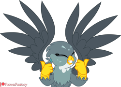 Size: 5000x3600 | Tagged: safe, artist:frownfactory, imported from derpibooru, gabby, griffon, the fault in our cutie marks, female, simple background, solo, spread wings, thumbs up, transparent background, vector, wings