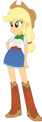 Size: 1471x4270 | Tagged: safe, artist:ytpinkiepie2, imported from derpibooru, applejack, human, equestria girls, belt, boots, clothes, cowboy boots, cowboy hat, hat, high heel boots, shirt, shoes, simple background, skirt, solo, transparent background