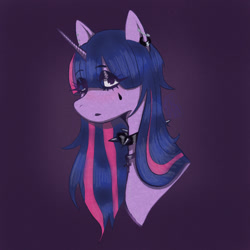Size: 1000x1000 | Tagged: safe, artist:sizack, imported from derpibooru, twilight sparkle, pony, bust, choker, emo, emo twilight, female, solo, spiked choker